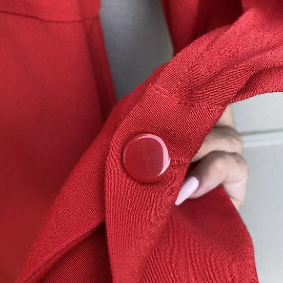 NEW EQUIPMENT Womens Sz 8 Scarlett Red Faun Twist Front Long Sleeve Dress $475 - Picture 5 of 8